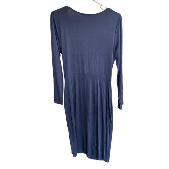Modcloth Faux Wrap Dress L Blue Office Siren Minimalism Preppy Prep Feminine - Picture 5 of 10